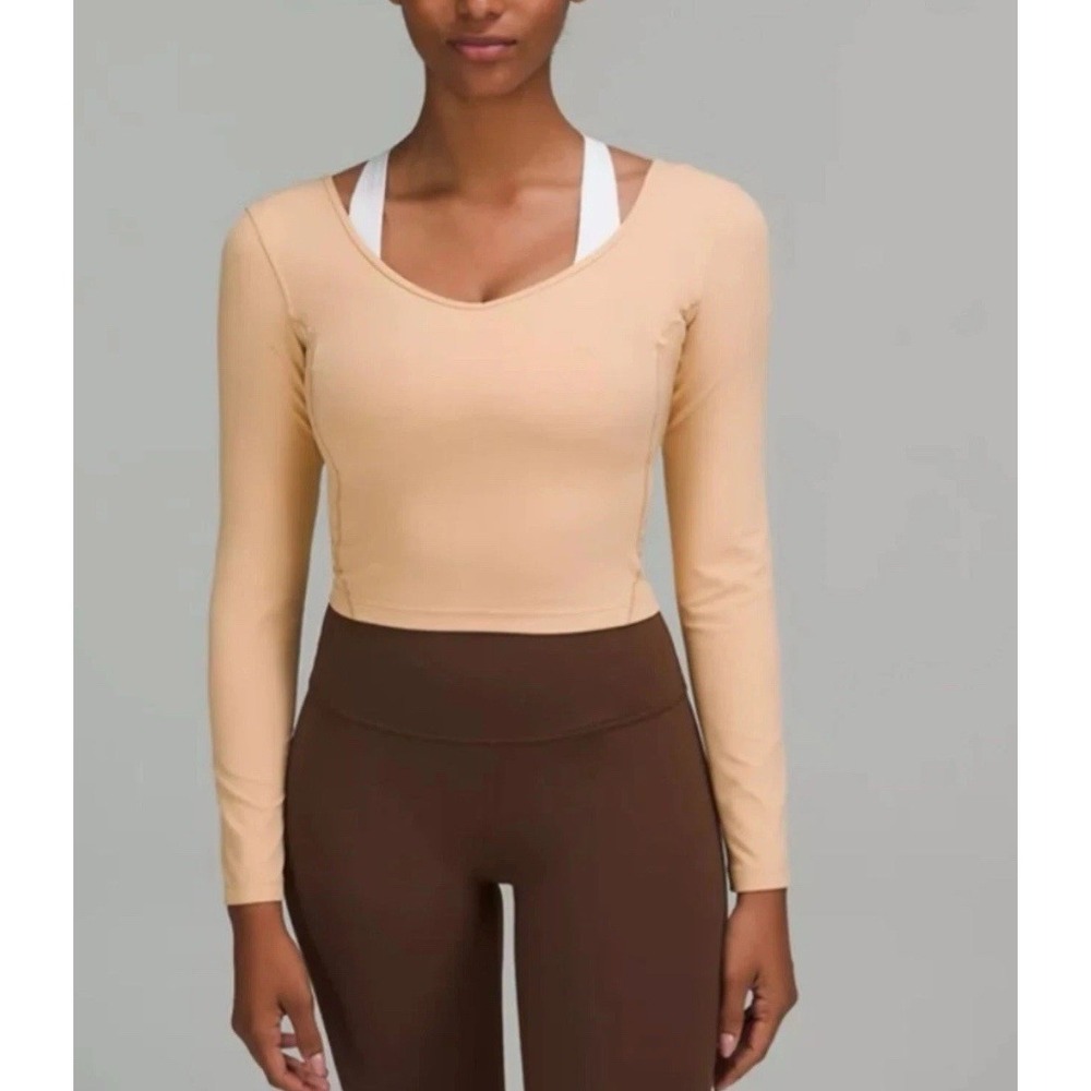 Lululemon Align Top Long Sleeve Cropped Top In Tam Womens Sz 12